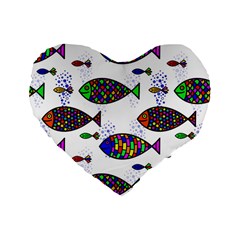 Fish Abstract Colorful Standard 16  Premium Heart Shape Cushions