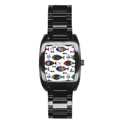 Fish Abstract Colorful Stainless Steel Barrel Watch