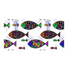 Fish Abstract Colorful Satin Wrap 35  X 70  by Maspions