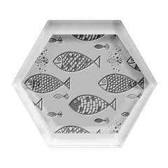 Fish Abstract Colorful Hexagon Wood Jewelry Box by Maspions