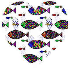 Fish Abstract Colorful Wooden Puzzle Heart