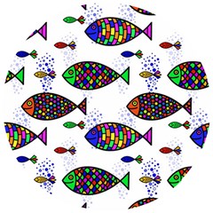 Fish Abstract Colorful Wooden Puzzle Round