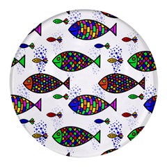 Fish Abstract Colorful Round Glass Fridge Magnet (4 Pack)