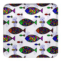 Fish Abstract Colorful Square Glass Fridge Magnet (4 Pack)