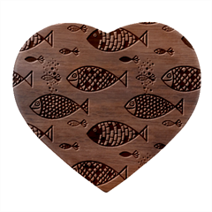 Fish Abstract Colorful Heart Wood Jewelry Box by Maspions