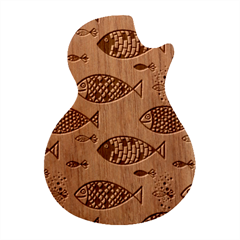 Fish Abstract Colorful Guitar Shape Wood Guitar Pick Holder Case And Picks Set by Maspions