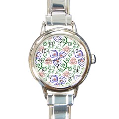 Bloom Nature Plant Pattern Round Italian Charm Watch