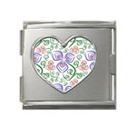 Bloom Nature Plant Pattern Mega Link Heart Italian Charm (18mm) Front