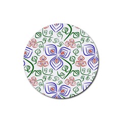 Bloom Nature Plant Pattern Rubber Round Coaster (4 Pack)