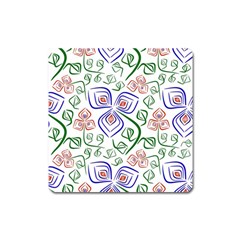 Bloom Nature Plant Pattern Square Magnet by Maspions