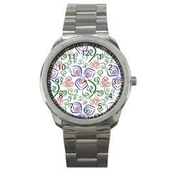 Bloom Nature Plant Pattern Sport Metal Watch