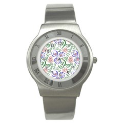 Bloom Nature Plant Pattern Stainless Steel Watch