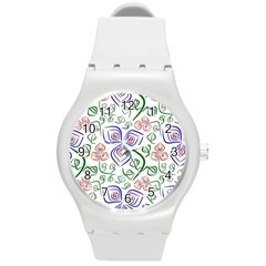 Bloom Nature Plant Pattern Round Plastic Sport Watch (m)