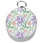 Bloom Nature Plant Pattern Silver Compasses Front