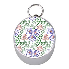 Bloom Nature Plant Pattern Mini Silver Compasses