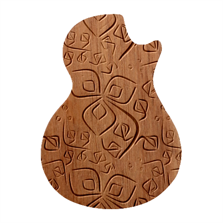 Bloom Nature Plant Pattern Guitar Shape Wood Guitar Pick Holder Case And Picks Set