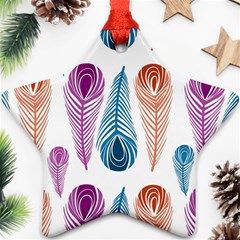 Pen Peacock Colors Colored Pattern Ornament (star)