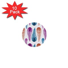 Pen Peacock Colors Colored Pattern 1  Mini Buttons (10 Pack) 