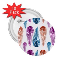 Pen Peacock Colors Colored Pattern 2 25  Buttons (10 Pack) 