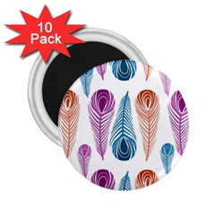 Pen Peacock Colors Colored Pattern 2 25  Magnets (10 Pack) 