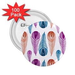 Pen Peacock Colors Colored Pattern 2 25  Buttons (100 Pack) 