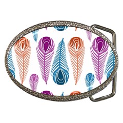 Pen Peacock Colors Colored Pattern Belt Buckles by Maspions