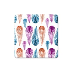 Pen Peacock Colors Colored Pattern Square Magnet