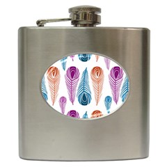 Pen Peacock Colors Colored Pattern Hip Flask (6 Oz) by Maspions