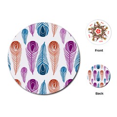 Pen Peacock Colors Colored Pattern Playing Cards Single Design (round)