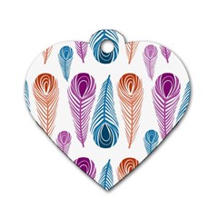 Pen Peacock Colors Colored Pattern Dog Tag Heart (one Side)