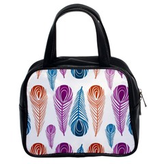 Pen Peacock Colors Colored Pattern Classic Handbag (two Sides)