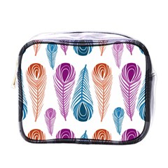 Pen Peacock Colors Colored Pattern Mini Toiletries Bag (one Side)