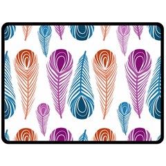 Pen Peacock Colors Colored Pattern Fleece Blanket (large)