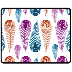 Pen Peacock Colors Colored Pattern Fleece Blanket (medium)