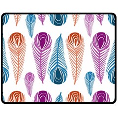 Pen Peacock Colors Colored Pattern Two Sides Fleece Blanket (medium) by Maspions