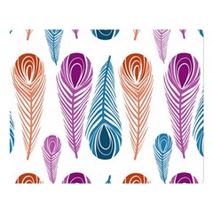 Pen Peacock Colors Colored Pattern Two Sides Premium Plush Fleece Blanket (large) by Maspions