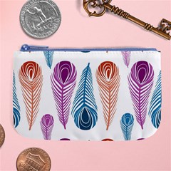 Pen Peacock Colors Colored Pattern Large Coin Purse