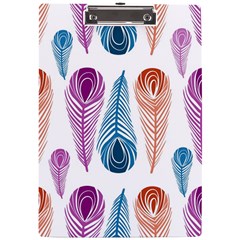 Pen Peacock Colors Colored Pattern A4 Acrylic Clipboard by Maspions