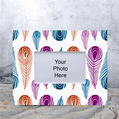 Pen Peacock Colors Colored Pattern White Tabletop Photo Frame 4 x6  by Maspions