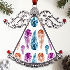 Pen Peacock Colors Colored Pattern Metal Angel With Crystal Ornament