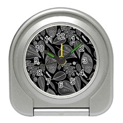 Leaves Flora Black White Nature Travel Alarm Clock