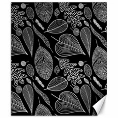 Leaves Flora Black White Nature Canvas 8  X 10 