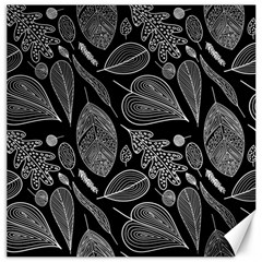 Leaves Flora Black White Nature Canvas 16  X 16 