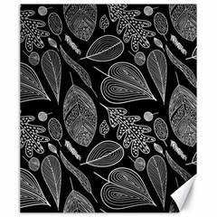 Leaves Flora Black White Nature Canvas 20  X 24 