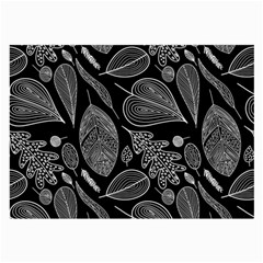 Leaves Flora Black White Nature Large Glasses Cloth (2 Sides)