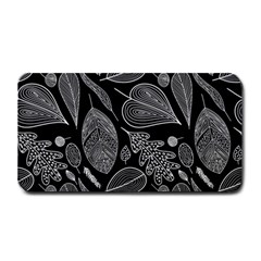 Leaves Flora Black White Nature Medium Bar Mat by Maspions