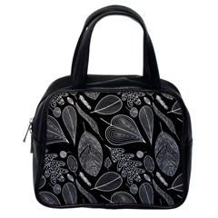 Leaves Flora Black White Nature Classic Handbag (one Side)