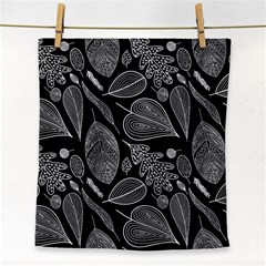 Leaves Flora Black White Nature Face Towel