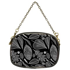 Leaves Flora Black White Nature Chain Purse (two Sides)