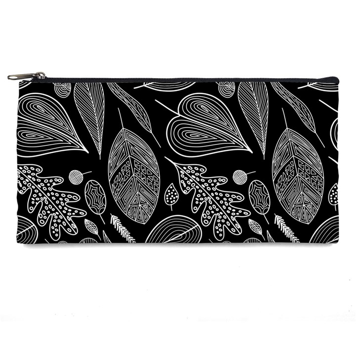 Leaves Flora Black White Nature Pencil Case